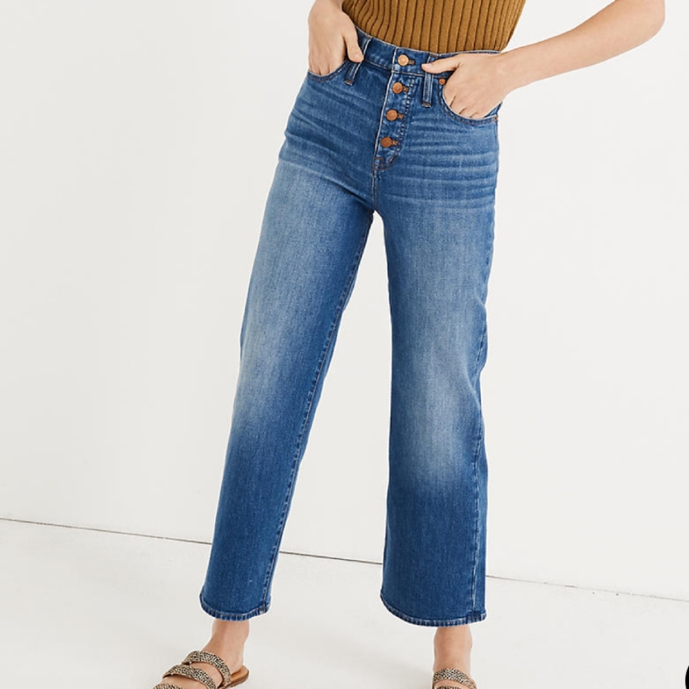 Madewell Slim Wide-Leg Jeans button front New